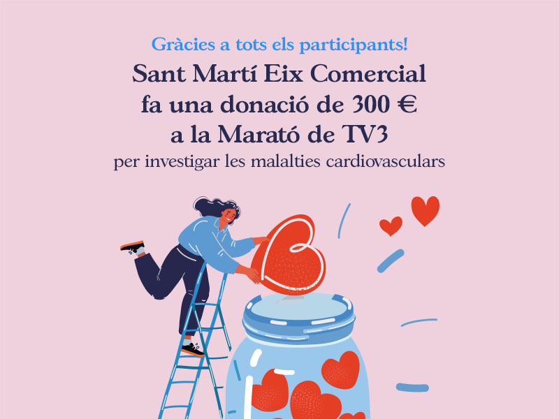 Sant Martí Eix Comercial dona 300€ a la Marató de TV3