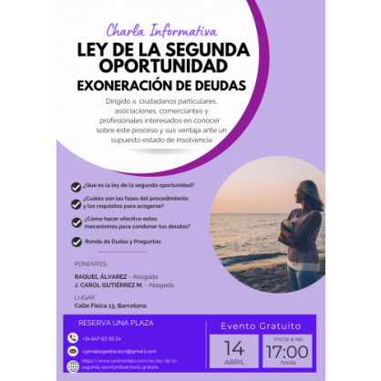 LLEI DE LA SEGONA OPORTUNIDAD - EXONERACIÓ DE DEUTES | Xerrada informativa GRATUÏTA